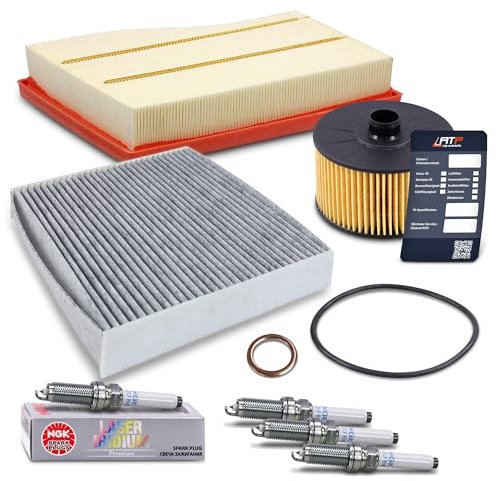 BESTPRICE Pacchetto ispezione 1x filtro olio, 1x filtro abitacolo, 1x filtro aria, 4x candele NGK Compatibile con MERCEDES Classe A (W177)(V177), CLA (X118)(C118), GLA (H247), Classe B, GLB