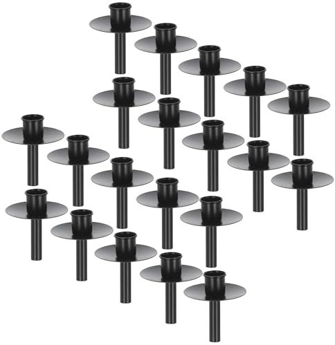 Novaliv 20x Kerzenhalter Flasche Schwarz Eisen Kerzenhalter Flaschenaufsatz für Kerzen ca. 2cm Schwarz Flaschenkerzenhalter Stabkerzen Kerzenständer Stabkerzenhalter Candle Holder Stabkerzentülle