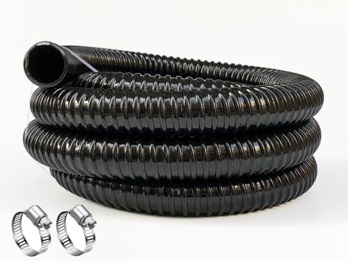 1 1/2 Inch Pond Sump Pump Discharge Hose Corrugated Water Hose Black PVC Tubing 10Ft