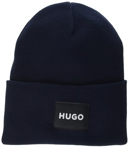 HUGO Herren Beanie-Mütze Patch Logo Ribbed Beanie