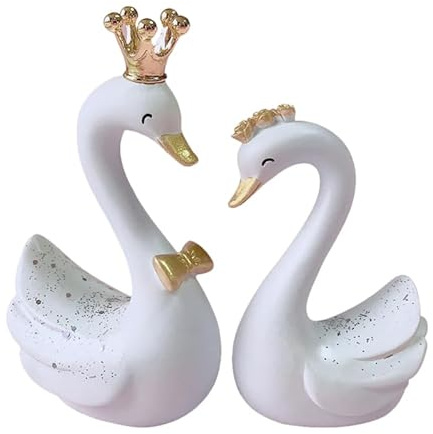 Cabilock Schwan Figur Hochzeit Auto Deko Und Kuchendekor Romantische Harz Kunsthandwerk Für Geburtstag Und Zuhause 2 Stück 2.24X1.57X3.54In Mini Ornament