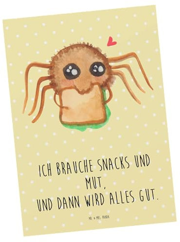 Mr. & Mrs. Panda Postkarte Spinne Agathe Sandwich - Geschenk, Verfressen, Lebensfreude, Ansichtskarten, Ansichtskarte, bildkarte, Alles Wird gut, Fotokarte, Postkarten, Mut, Glück, Hunger