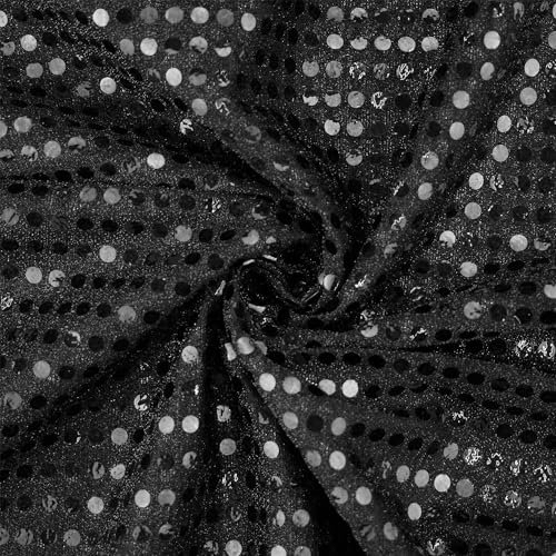 Paillettenstoff, Kreise 6mm, Meterware, Dekostoff, Kostümstoff. glänzend schwarz (Länge am Stück: ab 100cm / Breite: 100cm)