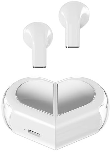 URIZONS Bluetooth Kopfhörer in Herzform - Kabellose Heart Kopfhorer mit Mikrofon In-Ear Wireless Kopfhörer Drahtlose TWS Ohrhörer für Liebespaare zum Valentinstag für Sportreisen - Weiß