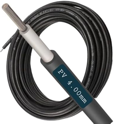 Solar Panel PV Cable, DC Rated, Black & Red, 4mm² / 6mm², Copper (4.0mm Black, 10 Meters)