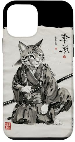 iPhone 12 mini samurai cat watercolor ukiyo-e Ink artwork warrior cat Case