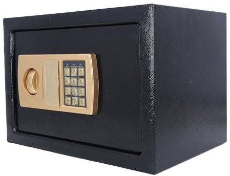 Tragbarer Safe mit Digitaler Elektronischer Sicherheitstastatur, Stahlkonstruktion, Sparschwein für Zuhause, Reisen, Büro, 25 cm, Schwarz