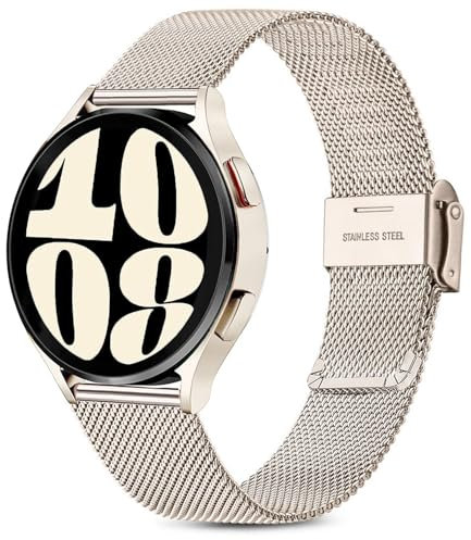 Issinlky Bracelet Métal en Acier Inoxydable 20mm pour Samsung Galaxy Watch 4/5/6/7/FE Classic/Pro - Compatible Watch 3 41mm/Active 2/42mm