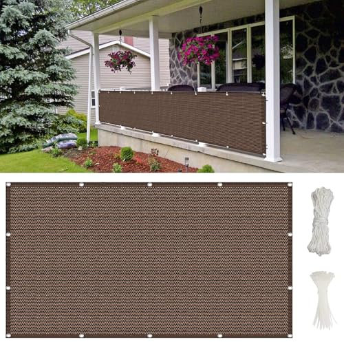 Brise Vue Jardin, Brise Vue 350 x 50 cm en Polyéthylène Haute Densité, Protection Contre Les Regards Brise Vue Balcon Exterieur, avec Œillets, Attaches de Câble, pour Terrasse Jardin, ‎Marron