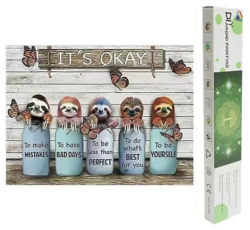 DCIDBEI Mit Verpackung Box Diamond Painting Faultier 50x40cm | Diamant Painting Faultier Groß Erwachsene Sloth Malen nach Zahlen Tiere Poster Bilder Sticken Kreuzstich TO BE YOURSELF