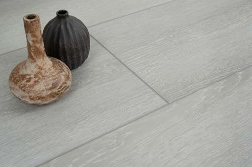 Vinyl Laminat Klick grau ideal für Gewerbe und Büro SPC Vinylboden in Holzoptik Rigid Bodenbelag Eiche modern