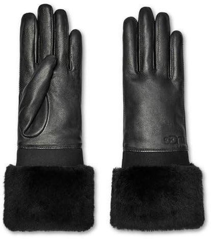 UGG Damen Schaffell Manschette Lederhandschuhe, Schwarz, Small