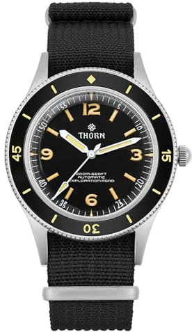 TACTICAL FROG Thorn 50-Fathoms Automatik-Tauchuhr Für Männer, NH35 Uhrwerk C3 Leuchtende Militär-Armbanduhr 200 M Wasserdicht, 40 MM