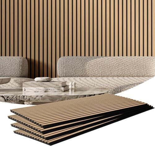 VEVOR Wood Slat Acoustic Panels, 23.6 x 47.2 inch, MDF Accent Wooden Wall Panels for Modern Interior Wall Decor, Faux Wood Wall Board Panels for Noise Reduction, Light Oak