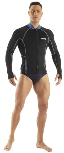 SEAC Lover Neoprene Super Stretch Long Sleeve Zip Front Jacket for Snorkeling, Swimming, Surfing, Canoeing and Water Sports