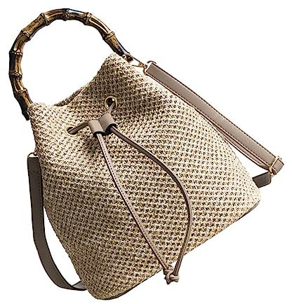 SAFIGLE Woven Bucket Bag Für Damen Modische Umhängetasche Aus Geflochtenem Material Sommer Crossbody Beuteltasche Handtasche Mit Verstellbarem Schultergurt Ideal Für Freizeit Und