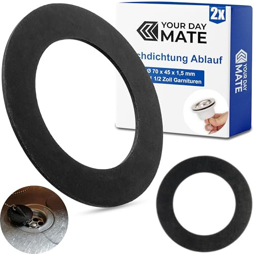 Junta plana para válvula de desagüe, 2 piezas, Ø 70 x 45 x 1,5 mm, para grifería de lavabo de 1 1/2 pulgadas, junta de repuesto para válvula de desagüe de lavabo, juego de juntas grifo de cocina