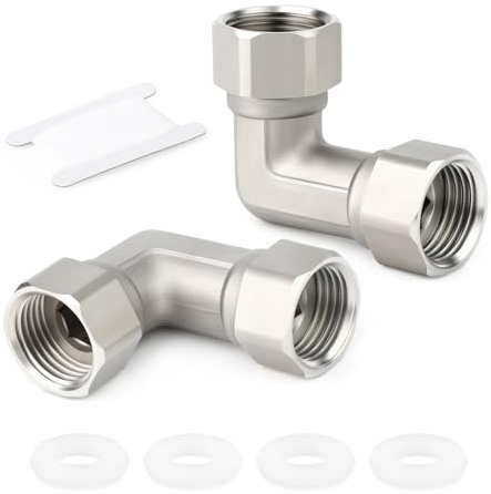 TAISHER 2 Stück 304 Edelstahl 90 Grad Winkel 2 Enden Flexible bewegliche Verbindung, 1/2Innengewinde für Sprayer, Winkelventil, Duscharm