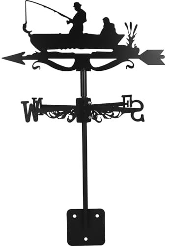 RUEHALF Girouette de pêcheur en fer durable, montage sur toit, indicateur de direction du vent, décoration de jardin, girouette, patio, cour, ferme
