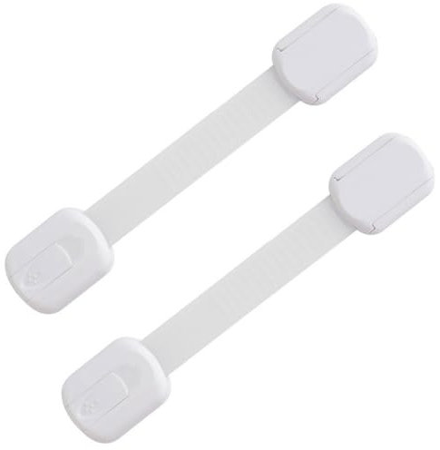 2 Pcs Adjustable Safety Cupboard Locks Locks for Kitchen Cupboards Cabinet Fridge Drawer Refrigerator Toilet Easy Install No Tools Needed White