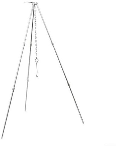 Adjustable 3-Leg Camping Tripod Stand with Chain for Hanging Pot Dutch Oven Lantern Over Fire Outdoor Cooking Equipment