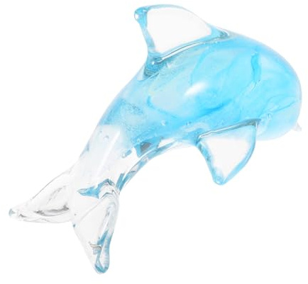 Zerodeko Delfinfigur aus Glas Glasfiguren Deko Elegante Delfindekoration für Schreibtisch und Weinschrank Kunstvoll und Zart