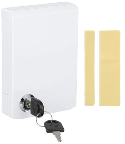 sourcing map Thermostat Lock Box with Keys, (Fit 89 x 90.5 x 23.5 mm) Universal Thermostat Panel Switch Cover Central AC Safety Lock Box Protective Cover on Wall, White
