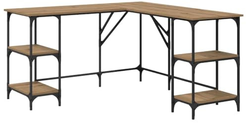 RuiNingRN Schreibtisch Artisan-Eiche L-förmig 139 x 139 x 75 cm Holzwerkstoff mit 4 Regalen, Eckschreibtisch für Home Office, Computer, Gaming, Büro und Arbeitszimmer, robuster Stauraum