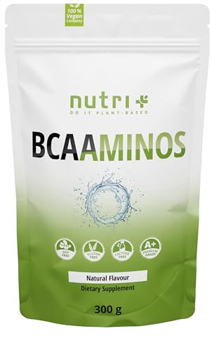 Polvere di BCAA neutra - BCAAminos altamente dosati senza dolcificante, zucchero e additivi - I BCAA naturali sono aminoacidi essenziali - Polvere istantanea vegana non aromatizzata 300g