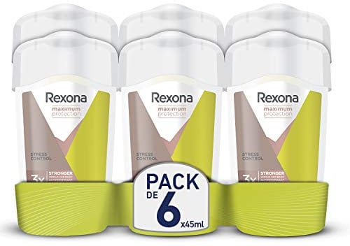 Rexona Maximum Protection Desodorante en Crema Antitranspirante para Mujer Soft Solid Stress Control 45ml - Pack de 6
