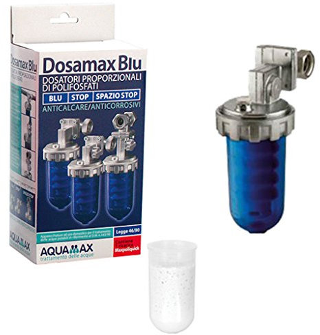 Dosatore filtro anticalcare aquamax con polifosfati dosamax BLU STOP