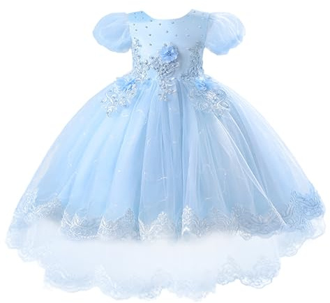 New front Mädchen Prinzessin Elsasica Kleid Diademe Zauberstab Blau Geburtstagsgeschenk Verkleidung Weihnachten Karneval Allerheiligen Lange Ärmel Kostüm 2-8 Jahre,Blau,120