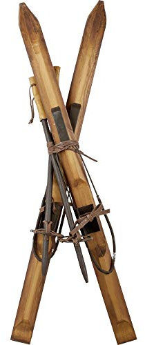 decopartners.eu Traditionelle Ski aus Holz, braun, 90 cm, Deko