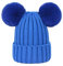 Damen Unisex Mütze Strickmütze Fellbommel Bommel Strick Mütze Winter-Mütze Bommelmütze mit 2 Bommeln (Blau,M: 36-60cm)