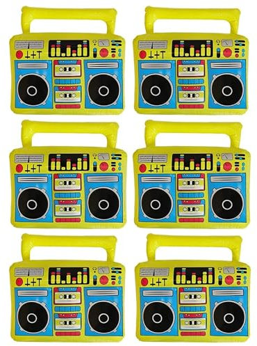 Aufblasbare Boom-Box, 80er-Jahre-Party-Dekoration, Foto-Requisiten/Party-Requisiten Neuheit aufblasbares Ghetto-Blaster Kostümzubehör 6 Stück