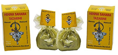 Henna Sahara Tazarine - Lawsonia Inermis- Natürliche und reine Haarfarbe 100 % natürliche Haar- und Körperfarbe, 2 Packungen x 100 Gramm