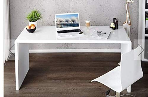 Furniturebox UK White Computer Desk - Enzo Stylish PC, Gaming, Home Office, Bedroom Desk - Contemporary & Practical Work Desk or Even A Vanity Dressing Table (White)