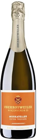 Oberrotweiler Muskateller Sekt extra trocken – Gault & Millau 2020 – Klassische Flaschengärung, fruchtig & aromatisch mit Akazienblüten & reifen Früchten, Badischer Winzersekt (1 x 0,75l)