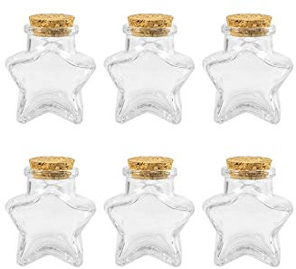 Jarvials 6-Pack 60ml Stern geformte Glas Gefälligkeit Gläser mit Kork Deckel, Glas Wunschflaschen mit Kork, dekorative Glasflasche mit Kork Stopper-2 oz