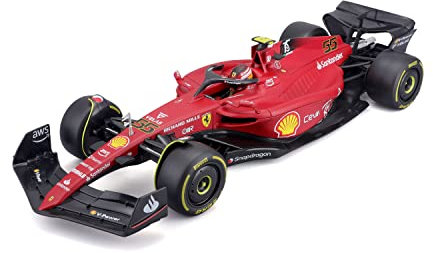 Bburago - Bburago, 1/18 Ferrari-2022 Formula 1, con casco n. Leclerc, FA 2022, auto in miniatura per bambino, riproduzione in scala, 16811L