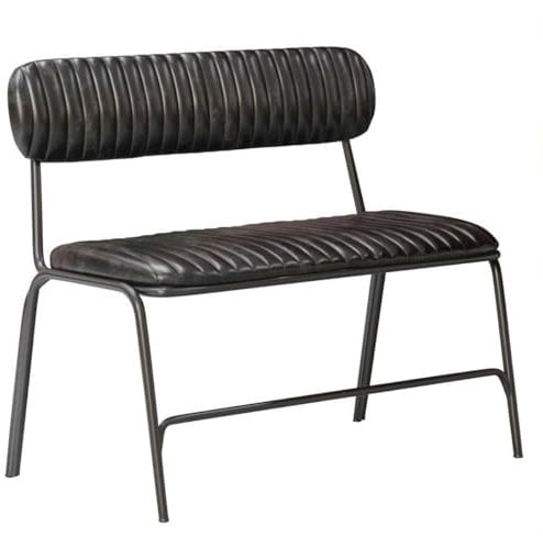 GGMMÖBEL GINO Esszimmerbank mit Rückenlehne | Sitzbank Esszimmer | Küchenbank | Sitzbank mit Lehne | Retro-Stil | Schwarz | Leder | Sitzhöhe: 45cm