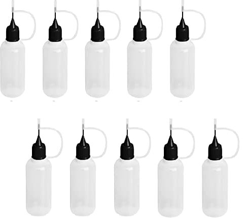 Kiuiom Nadelflaschen,Präzisionsspitzen-Applikator-Flaschen,Applikator Squeeze Flasche,Liquid Flaschen, 15ml 10PCS für die Anwendung von Genauen Mengen an Leim
