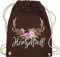 Turnbeutel Rucksack - Kompatibel mit Oktoberfest Tasche - Herzmadl - Unisize - Braun - mitbringsel aus bayern trachtenrucksack bayrische madl beutel trachtentaschen bayrisch hirsch stoffrucksack