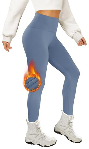 AMIYOYO Thermo Leggings Damen Gefütterte Thermoleggins für Winter High Waist Blickdicht Strumpfhose Mit Fleece Warm Kuschelig Elastisch Sport Leggins