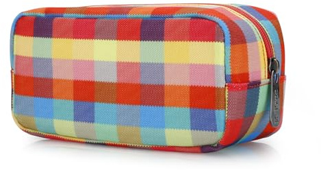 E-Tree Cute Small Makeup Bag, Cosmetic Toiletry Skin Care Make up Little Items Pouch for Purse,Zipper Mini Tech Charger Cable Electronic Organizer Case,Travel Accessories,Checkered Colorful