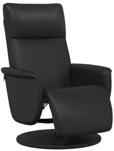 vidaXL Relaxsessel, Drehbar Sessel mit Rückenlehne Fußteil, Fernsehsessel mit Liegefunktion, Liegesessel Ruhesessel Polstersessel, Schwarz Kunstleder