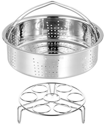 Skingwa Steamer Basket for Instant Pot Pressure Cookers Pots Accessories Steamer Basket with Egg Steamer Rack Steamer Divider (Steamer Basket+ Rack)