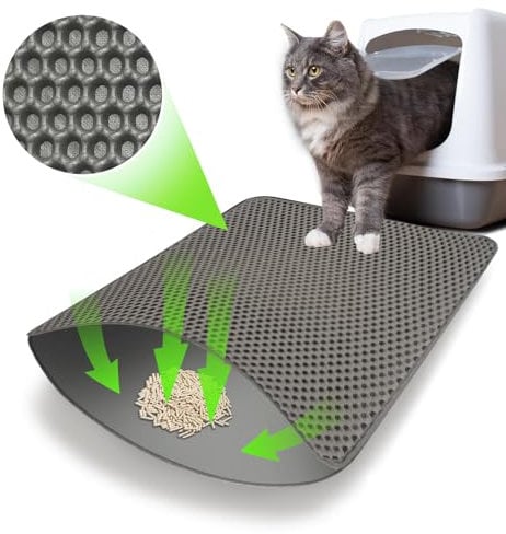 Katzenklo Matte, Katzenstreu Matte Katzenklo Unterleger Waben Design Katzenklo Vorleger wasserdichte Doppelte Schichte Entwurf Bienenwabe Matte,Non-Slip Entwurf Katzenmatte Katzenklo (Grau 45*60 cm)