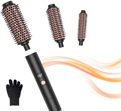 Thermal Brush set 3 in 1, 30/38/45mm 3 en 1 Thermal Brush set, 3 Ersatzbürsten Hot Brush Rundbürste, Volumen Haar Kamm mit 110–190 ℃ Digitalanzeige, Thermo Bürste für Wurzelvolumen und Lockere Locken