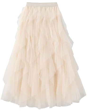 Kimily-UK Falda de Tul para Mujer - Elástica, Larga, Multicapa, Plisada, Esponjosa - Estilo Princesa Elegante para Fiesta Retro - Maxi